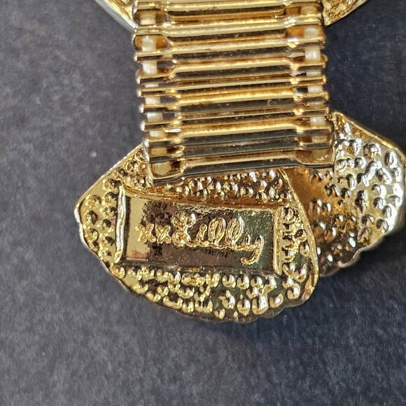 Lilly Pulitzer Gold Bow Cocktail Statement Ring Stretch Band One Size Rhinestone - Picture 9 of 11